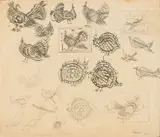 Alexis Preller, Sketch for All Africa mural: Tarentale en Poue, pencil on paper