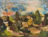 Paul du Toit, Landscape with Trees, oil on canvas laid down on board