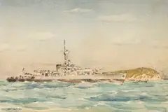 Nils Andersen, HMSAS Natal, World War II Anti-Submarine Frigate, watercolour on paper