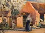 Vrouens aan die Werk by Hugo Naude, oil on board, offered Jun 2017