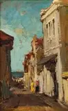 Narrow Street, Cape Town by Adriaan Boshoff, oil on board, sold Jun 2017