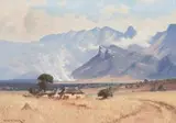 Willem Hermanus Coetzer, Landscape with Farmstead and Mountains