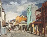 David Botha, Street Scene, Cape Town, oil on board