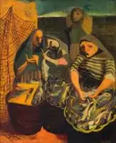 Marjorie Wallace, Fisherwomen, oil on canvas
