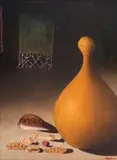 Simon Moroke Lekgetho, Still Life with Calabash and Devining Items, oil on board