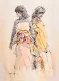 Two Xhosa Women by Titta Fasciotti, mixed media on paper, sold Jun 2017