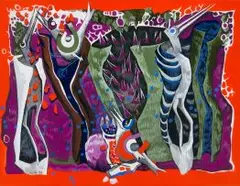 Cecily Sash, Study for Target Composition, gouache on paper