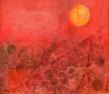Fleur Ferri, Orange Sun, oil on board