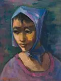 Women with Headscarf by Alexander Rose-Innes, oil on board, sold Jun 2017