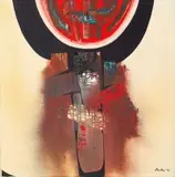 Larry Scully, Black and Red Abstract, oil on canvas