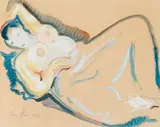 Irma Stern, Reclining Nude, pencil and gouache on paper