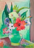 Maggie Laubser, Still Life with Flowers in a Vase, oil on canvas laid down on board