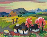 Maggie Laubser, Basutoland Hills, oil on canvas laid down on board