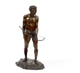 Anton van Wouw, Bushman Hunting, bronze with a brown patina, mounted on a wooden base