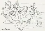 Fishermen by Irma Stern, felt tip pen on paper, sold Jun 2017