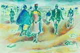 Gerard Sekoto, Leaving the Township for Work, gouache on paper
