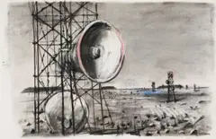William Kentridge, Untitled Drawing for Mango Groove Music Video (Megaphone on Pylon), chalk pastel and charcoal on paper