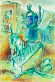 Gerard Sekoto, Dog Drinking Water, gouache on paper