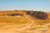 Landscape with Dust Road to Village by Adriaan Boshoff, oil on canvas laid down on board, sold Jun 2017