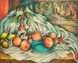 Alexis Preller, Still Life with Thangka and Pomegranates, oil on canvas