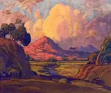 Extensive Landscape with Mountains by Jacobus Hendrik Pierneef, casein on paper laid down on paper, sold Jun 2017