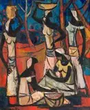 Congolese Women by Maurice van Essche, oil on board, sold Jun 2017
