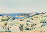 Port Edward, Natal by Walter Battiss, watercolour on paper laid down on card, sold Nov 2016