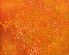 Eugene Labuschagne, Abstract in Orange, acrylic on canvas