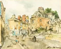 Terence McCaw, Street Scene, City of Bath, watercolour and charcoal