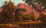 Tinus de Jongh, Houses at Sunset, oil on canvas