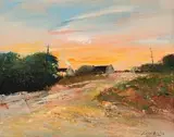 Arniston Cottages by Errol Boyley, oil on hessian, sold Nov 2016