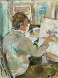 Self Portrait by Terence McCaw, oil on canvas laid down on board, sold Nov 2016