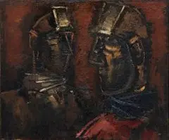 Josef Herman, Two Miners, oil on canvas
