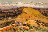 Landscape with Figures by Adriaan Boshoff, oil on board, sold Nov 2016