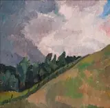 Ruth Everard Haden, Hillslope and Sky, oil on canvas