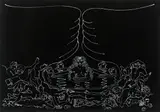 Bathing Figures by Walter Battiss, white ink on black paper, sold Nov 2016