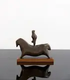 Laurence Anthony Chait, Acrobat on Horseback, bronze mounted on a wooden base