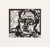 Self Portrait by William Kentridge, linocut, sold Nov 2016