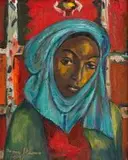 Woman with Blue Headscarf by Irma Stern, oil on canvas, sold Nov 2016