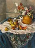Still Life with Fruit by Maud Sumner, oil on canvas laid down on board, offered Nov 2016