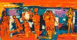 Gathering by Walter Battiss, oil on canvas, sold Nov 2016