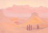 Extensive Landscape in Pink, Orange and Rose by Jacobus Hendrik Pierneef, oil on card, sold Nov 2016