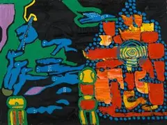 Limpopo by Walter Battiss, oil on board, sold Nov 2016