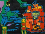 Limpopo by Walter Battiss, oil on board, sold Nov 2016