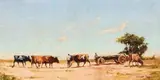 Cattle Pulling Wagon by Adriaan Boshoff, oil on board, sold Nov 2016