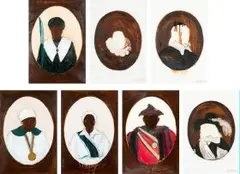 Collar Series, seven by Johannes Phokela, 2006, oil on paper, offered Nov 2016