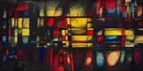 Jack Heath, Strange City, crushed glass and oil on board