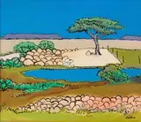 Karoo Waterhole by Walter Battiss, oil on canvas, sold Nov 2016
