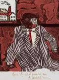 Robert Hodgins, Egoli, Egoli! A wonderful town..., linocut with colour screenprint