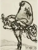William Kentridge, Nose 15, drypoint etching with sugarlift and aquatint